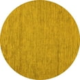 thumbnail image 1 of Ahgly Company Machine Washable Indoor Round Abstract Yellow Modern Area Rugs, 4' Round, 1 of 4
