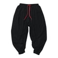 thumbnail image 3 of Men Hippie Harem Pants Baggy Linen Cotton Boho Yoga Pants Summer Beach Pants Casual Drop Crotch Trouser, 3 of 4