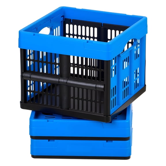 KFFKFF Plastic Collapsible Storage Bins, 25L Set of 3, Stackable Folding Crates with Handles, Supports 22 lbs Each, Durable Foldable Containers, Space-Saving Baskets for Home Storage