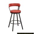 thumbnail image 2 of Swivel Bar Stools Set of 2, Leather Upholstered Bar Height Chairs with Metal Base, 360-degree Swivel Side Chairs for Dining Room Kitchen Pub, Red, 2 of 5