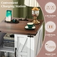 thumbnail image 4 of Farmhouse End Table with Charging Station, 19.6 Inch Rustic Wood Nightstand with Adjustable Shelf and Barn Doors, Square Sofa Side Table for Living Room, Bedroom, White, 4 of 7