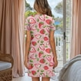 thumbnail image 3 of FKELYI Women's Nightgown Short Sleeve Pajama Dress Skin-Friendly Sleepwear Dress Pink Strawberry Print Button Down Sleep Shirts Breathable Boyfriend Nightdress, XS, 3 of 6