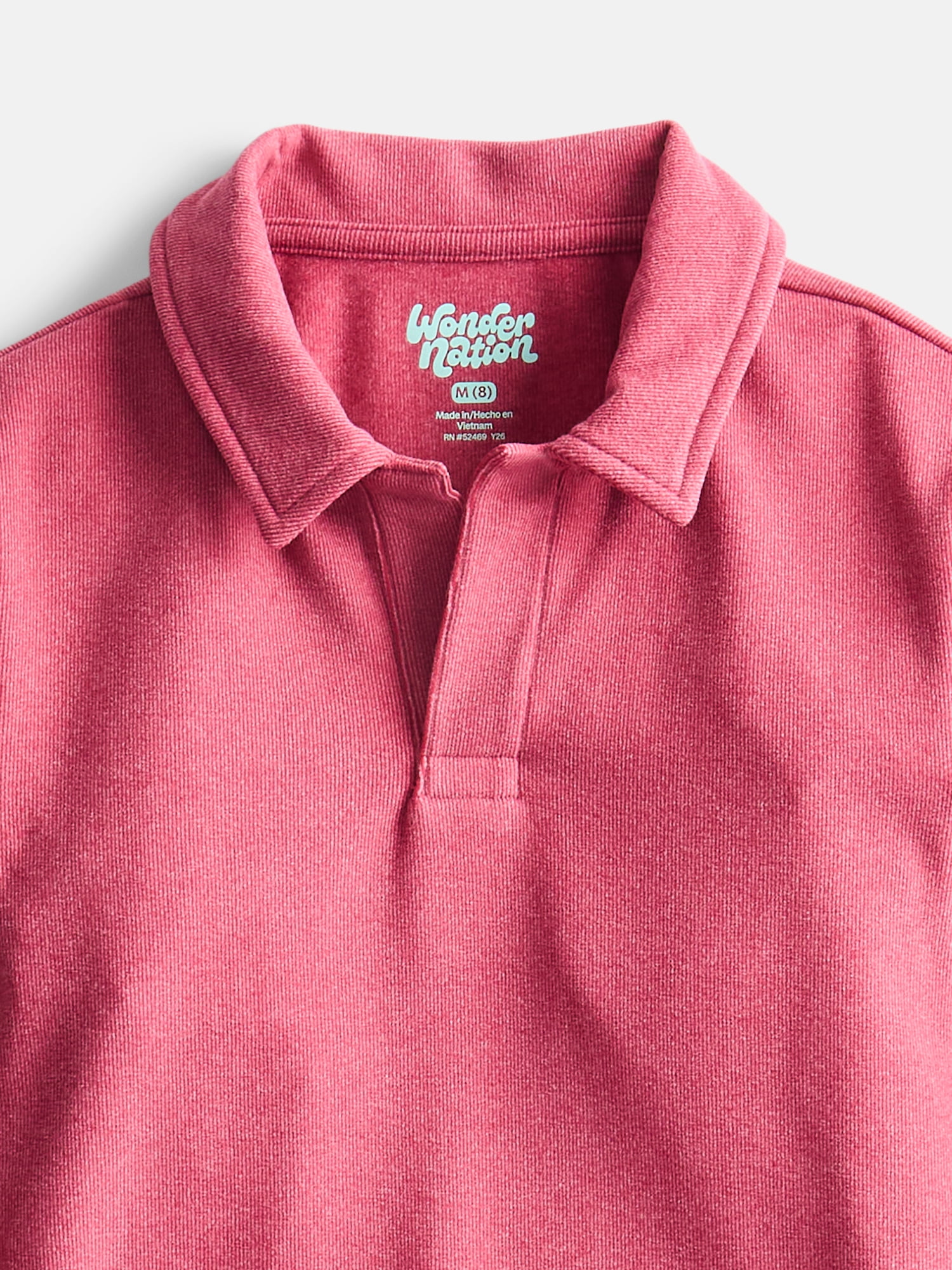 Wonder Nation Boys Cozy Polo Shirt with Long Sleeves, Sizes XS-XXL and Husky