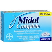 Midol Complete Pain Reliever Maximum Strength Caplets - 40 Ea, 6 Pack