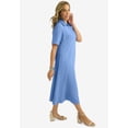 thumbnail image 3 of Jessica London Women's Plus Size Stretch Cotton Notch Neck Midi Dress, 3 of 4