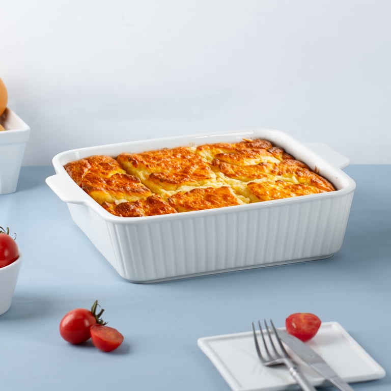 cikiciki, Ceramic Casserole Baking Dish, 10in, Handles, White