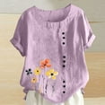 thumbnail image 2 of Pisexur Hauts d'Été pour Femmes, Hauts pour Femmes, Hauts de Sortie pour Femmes, Hauts pour Dames, T-Shirt à Manches Courtes Col Rond Imprimé Mode Décontractée Violet,m, 2 of 5