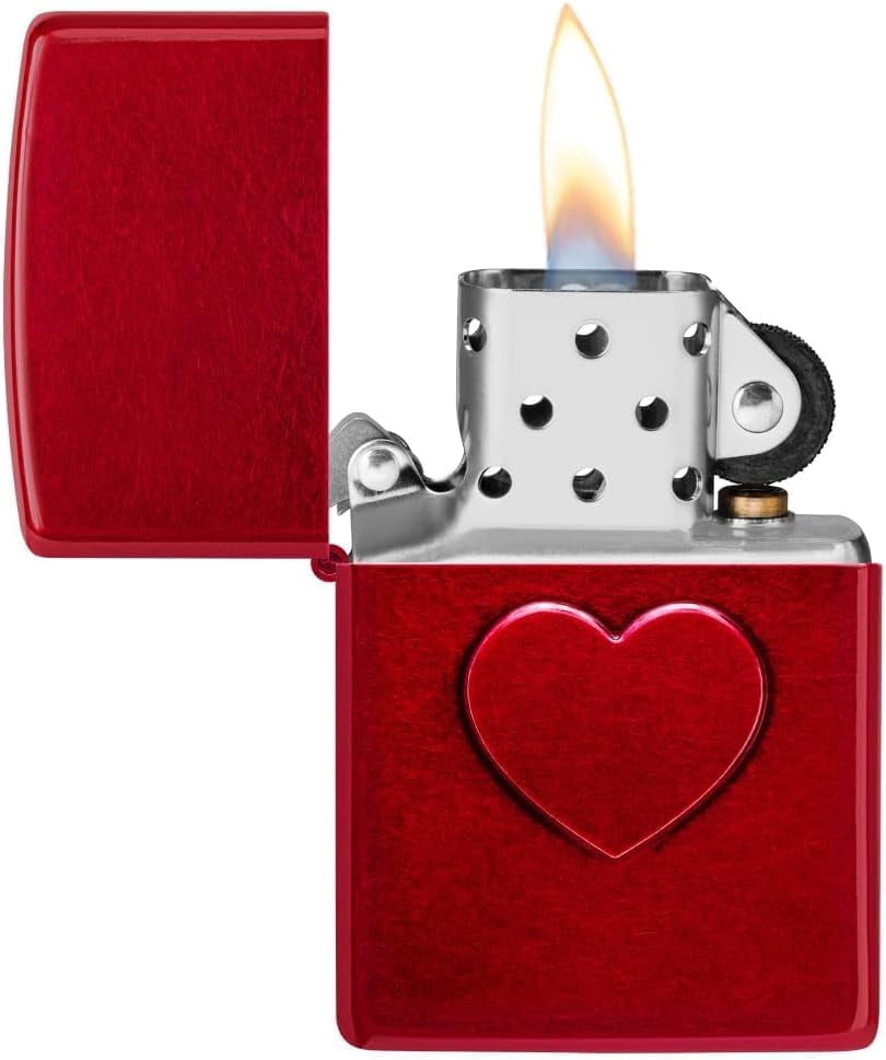Zippo Lighter - Customized Message on Stamped Heart Candy Apple Pocket 46588