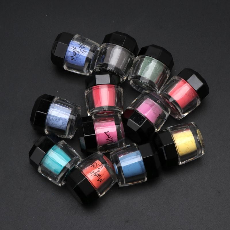 Shining Nail Glitter Power Auroras Flakes Sequins Paillette Crystal Thermochromic Nail Pigment Dust Powder Nail Decors