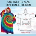 thumbnail image 4 of Oversized Wearable Blanket Hoodie,Colorful Rainbow Tie Dye Spiral Pattern Sherpa Blanket Hoodie with Super Pockets,Super Warm Fuzzy Pullover for Women & Men, 4 of 6