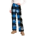 thumbnail image 2 of Women's Christmas Snowflakes and Trees Print Plush Pajama Pants, Soft and Comfortable Home Wear Trousers for Winter, Casual Sleepwear with Elastic Waist,Blue,L, 2 of 7