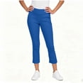 thumbnail image 3 of Stamzod Capris for Women Loose Fit Stretchy Athletic Capri Pants Dressy Casual Work Cropped Trousers with Pockets Blue L, 3 of 8