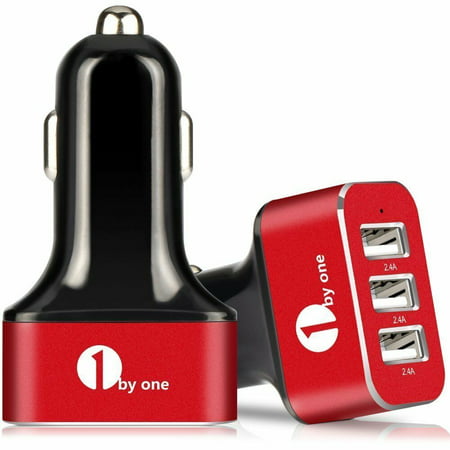1Byone 3 USB Port Car Charger 7.2A Fast Charging for iPhones, iPads, Samsung Galaxy, HTC,  Android Smartphones, Tablet PCs, Mini Speakers, MP3/MP4 Players, PDAs, GPS Navigation (Best Fast Charging App For Android)
