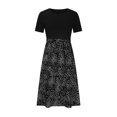 thumbnail image 3 of QIPOPIQ Robes Midi pour Femmes à Étages à Manches Courtes Imprimé Tendance Décontracté Robe d'Été à Col Rond Robe Patchwork Offres 2023, 3 of 4