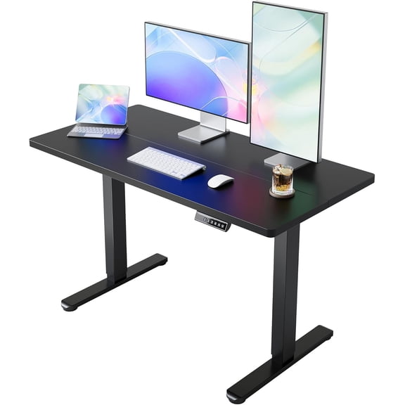 55 x 28 Inch Electric Standing Desk, Adjustable Height with 4 Memory Settings, Sit-Stand Desk for Home Office, Black