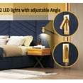 thumbnail image 5 of Aukfa Queen Size Upholstered Bed Frame with Nightstands and LED Lights, Platform Bed with Oversize Wingback Headboard, Blue, 5 of 8