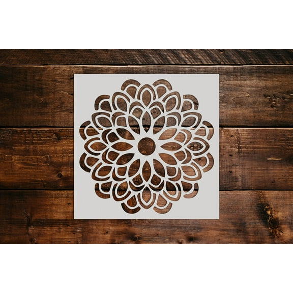 Zinnia Mandala Stencil - Art and Wall Stencils (6"x6")
