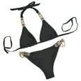 thumbnail image 1 of ENJOYW 2Pcs/Set Split Bikini Solid Color Faux Crystal Sexy Adjustable Pure Color Swimwear for SwimmingSpandex,Nylon, 1 of 7