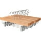 thumbnail image 1 of Poesía en los armarios, perchas de madera natural para vaqueros y faldas, diseño que ahorra espacio para un almacenamiento compacto, perchas de madera de primera calidad con clips antideslizantes, 1 of 7