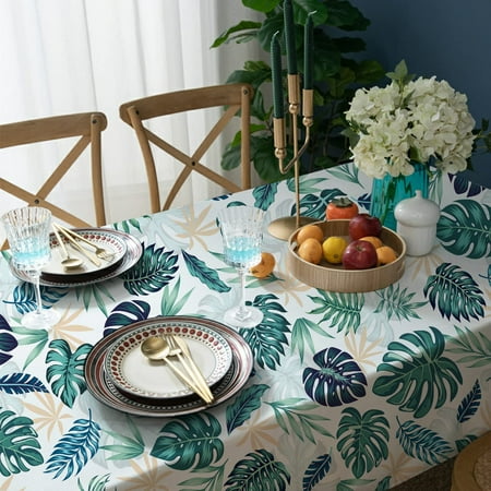 

Tropical Palm Leaf Tablecloth Green Palm Leaf Rectangle Tablecloth Waterproof Wrinkle Free Table Cloth Table Cloth for for Dining Room Kitchen Decor and Outdoor Picnic Party