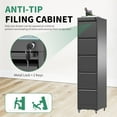 thumbnail image 4 of 5 Drawer Mobile File Cabinet, Under Desk File Cabinet,Metal Filing Cabinets with Lock for Home Office Organizer Letter/Legal/A4,Require Assembly (Black), 4 of 6