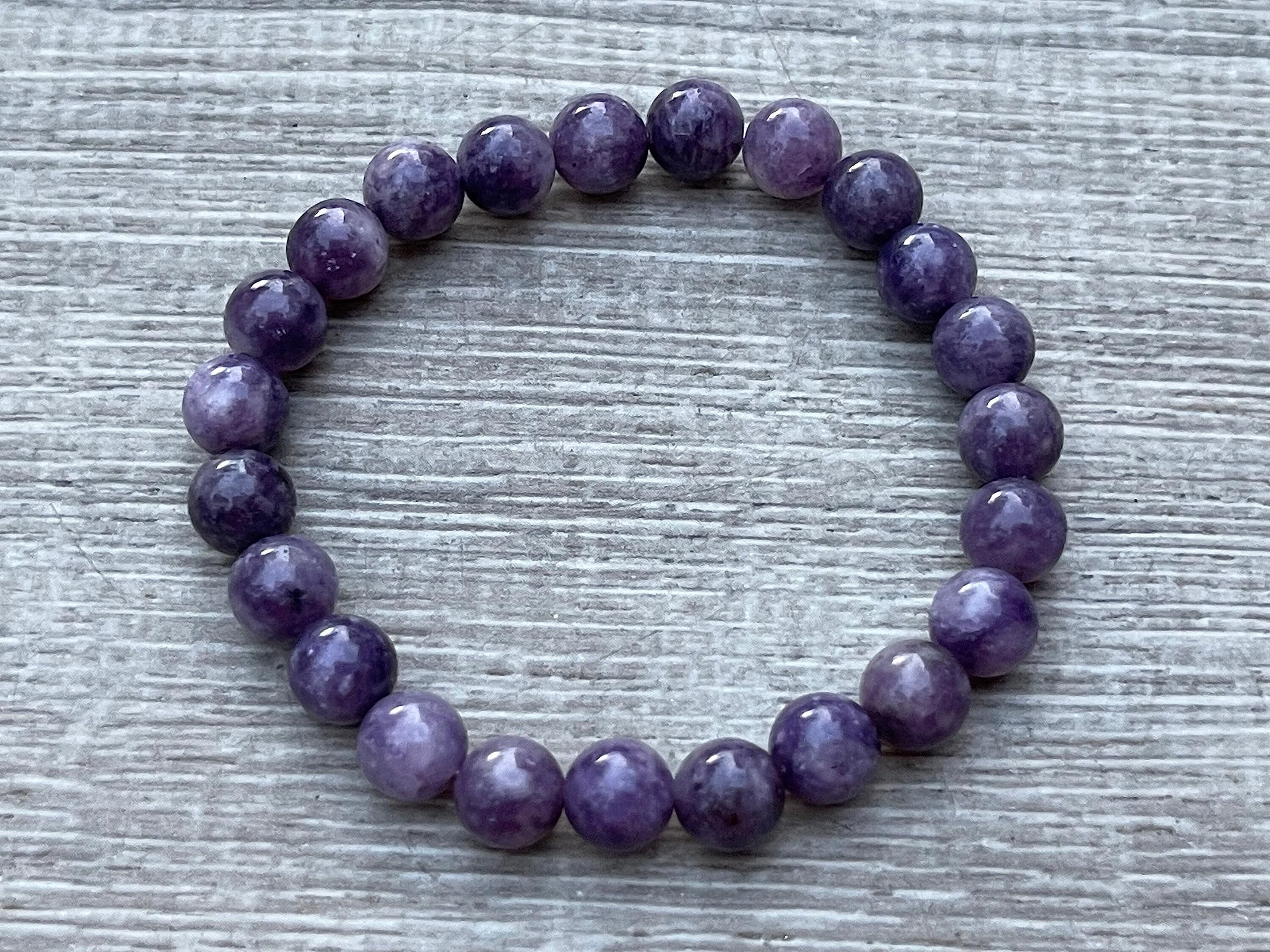 Lepidolite Crystal Bead Bracelet 8mm, Wholesale Genuine Lepidolite Stretch Gemstone Bracelet, Lepidolite Gift for Men & Women (3)
