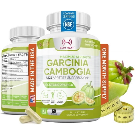 100% Pure Garcinia Cambogia Extract with 95% HCA - Manage Food Cravings - Best Carb Blocker for Women & Men - Max Strength Garcinia Cambogia Raw Diet Pills Made in USA - 60 Veggie Capsules
