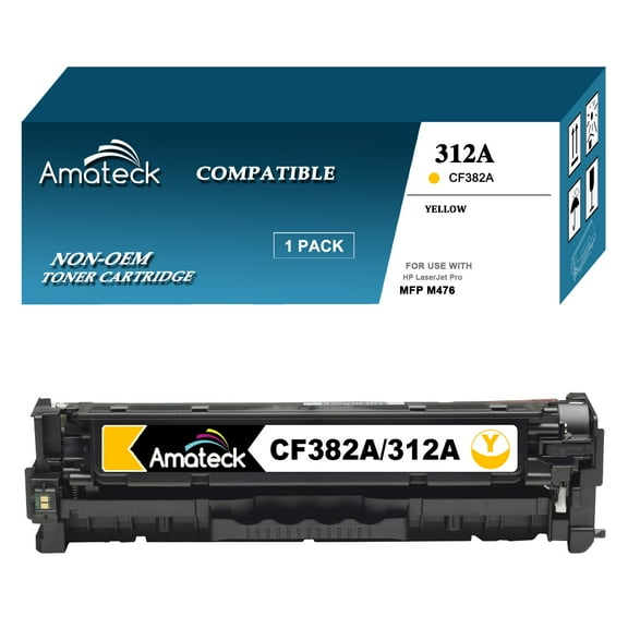 Amateck Compatible Toner Cartridge Replacement for CF382A (HP 312A) Yellow 1 Pack for Color LaserJet Pro MFP M476dn, Color LaserJet Pro MFP M476dw, Color LaserJet Pro MFP M476nw