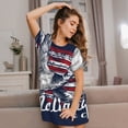 thumbnail image 3 of Picia Mallard Duck With American Flag Pattern Women’s Nightdress – Casual Short-sleeved Loose-Fit Sleepwear, Soft Cotton Short-Sleeve Sleep Shirt for Relaxation & Comfort, 3 of 6