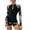 Black and white flow, variant on Women Two Piece Swimsuit Long Sleeve Flower Rashguard Swimwears with Boyshorts