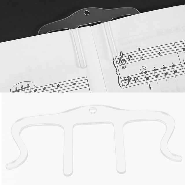 Clip de Livre de Musique Transparent Clip de Livre de Musique en Plastique Page Clip Titulaire M Forme Plastique Accessoires Instrument pour Partitions de Musique Stands