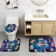 thumbnail image 5 of 4PCS Funny Cat Shower Curtain Set, Waterproof Fabric Shower Curtain, Non-Slip Bath Mat Toilet Rug, Kitty Kitten Riding Shark Blue Ocean Sea Wave Seagull Nautical Hilarious Kids Bathroom Decor, 5 of 7