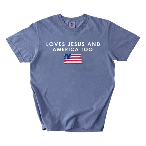 Christian Patriotic Shirt, Loves Jesus and America Too T-shirt, USA Faith T Shirt, 4th of July America 250 Gift