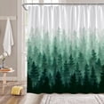 thumbnail image 6 of Watercolor Forest Shower Curtain Green Pine Tree Foggy Misty Jungle Nature Plant Rustic Scenery Landscape Extra Long Bathroom Home Curtain with Hooks,70" Wx84 H, 6 of 6