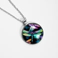 thumbnail image 4 of Dragonfly Glass Circular Pendant Necklace Jewelry, 4 of 5