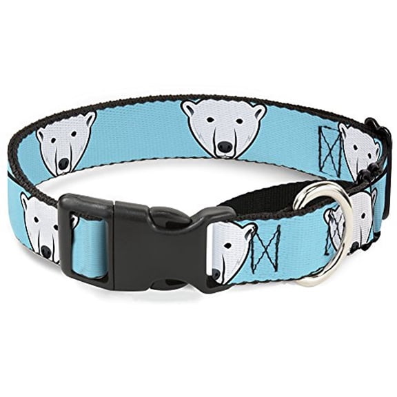 Buckle-Down Martingale Dog Collar - Polar Bear Repeat Baby Blue - 1" Wide - Fits 15-26" Neck Size - Large