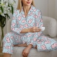 thumbnail image 6 of Yiaed Cute Rabbit Print Pajamas Women's Long Sleeve Sleepwear Soft Button Down Loungewear Pjs Lounge Set Nightwear Womens Pajama Pants-Large, 6 of 7