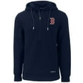 thumbnail image 2 of Men's Cutter & Buck  Navy Boston Red Sox Roam Eco Half-Zip Recycled Pullover Hoodie, 2 of 3