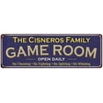 thumbnail image 1 of The Cisneros Family Gift Blue Game Room Metal 6x18 Sign 206180037913, 1 of 1