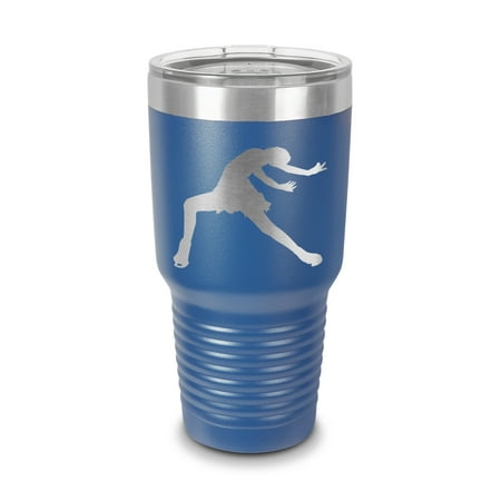 

Figure Skater Tumbler 30 oz - Laser Engraved w/ Clear Lid - Stainless Steel - Vacuum Insulated - Double Walled - Travel Mug - skating female girl - Blue