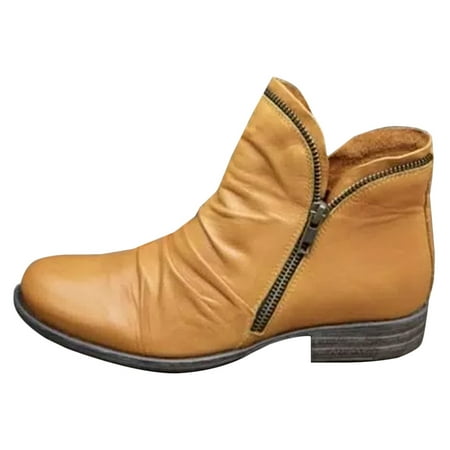 womens leather ankle booties low heel