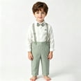 thumbnail image 5 of mgoYE Baby Boys Pants Sets, Infant Long Sleeve Shirt + Pants + Bow Tie + Suspenders,Toddler Outfits(Light Green,6-7Years), 5 of 9