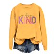 thumbnail image 5 of BODOAO Women's Graphic Sweatshirt Be Kind Crewneck Long Sleeve Pullover Oversized Loose Fit Casual Positive Quote Fall Winter Top for Women Inspirational Fashion Wear Yellow XL, 5 of 5