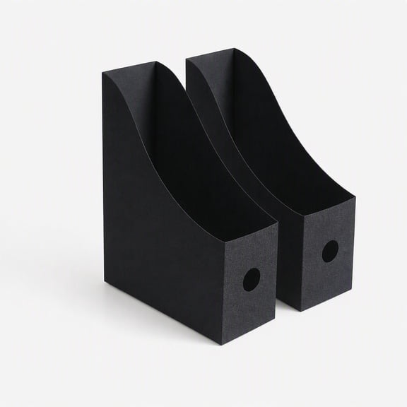 YEMNPIOS 2 Packs Black Plastic Magazine Holders File Organizer Book Bin for Desk Office Classroom