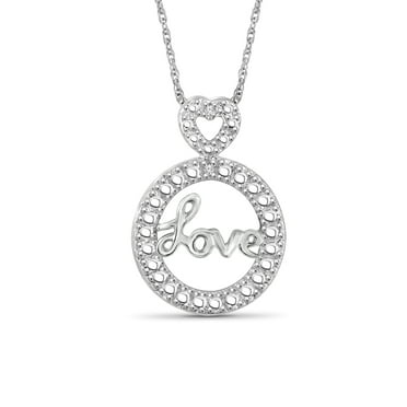 JewelersClub White Diamond Accent Sterling Silver Love Pendant, 18"