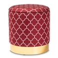 thumbnail image 1 of Baxton Studio Serra Red Quatrefoil Velvet Metal Storage Ottoman, 1 of 8