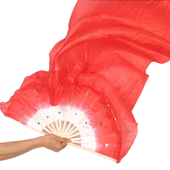 Manunclaims 1.5M/60IN Hand Made Belly Dance Dancing Silk Bamboo Long Fan for Party Stage Performance Dance Kung Fu Tai Chi Fan - Multicolor