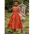 thumbnail image 4 of Besolor Women's Summer Boho Maxi Dress Casual Sleeveless Spaghetti Strap Smocked Tiered Flowy Long Beach Sun Dresses, 4 of 5