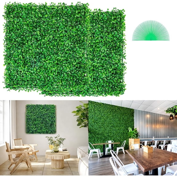 Artificial Boxwood Wall Panels 24 Pack 20 x 20 in Green Hedge Panels, 1.6 in Thick UV-Resistant Faux Grass Privacy Fence for Indoor and Outdoor Decor