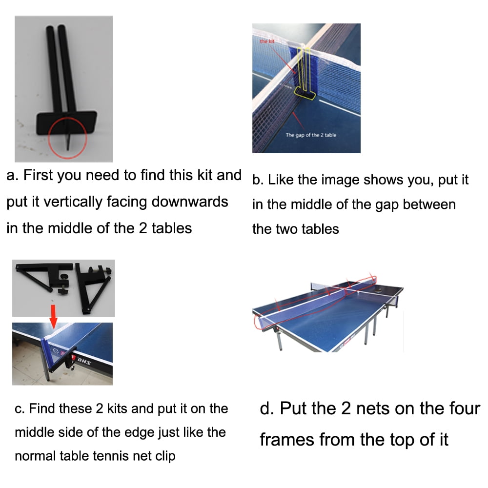 KHAMPA Portable and Easy Set Up 120" Four Way Ping Pong Kit, Blue